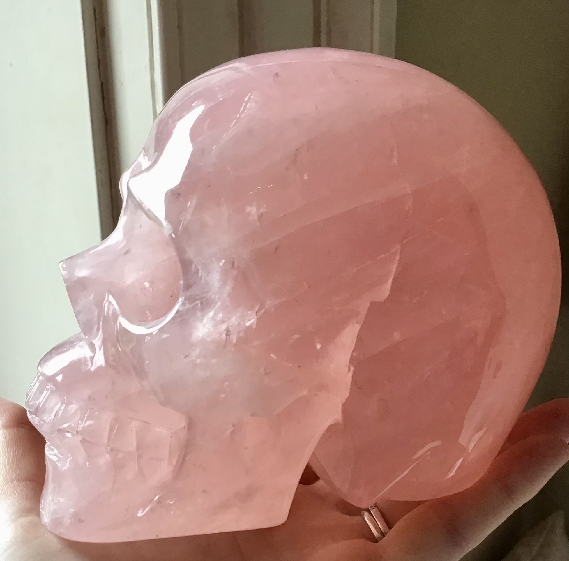 Extra Large Rose Quartz Crystal Skull