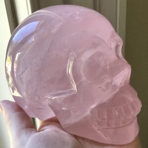 Large Rose Quartz Crystal Skull - Image 3