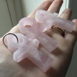 Rose Quartz Crystal Ankh Pendant - Image 2