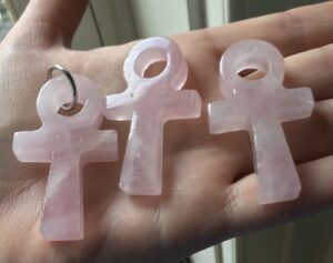Rose Quartz Crystal Ankh Pendant