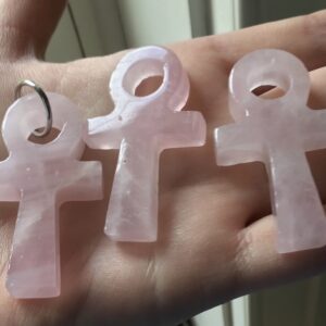 Rose Quartz Crystal Ankh Pendant - Image 3