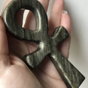 Black & Gold Obsidian Crystal Ankh - Image 2