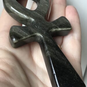 Black & Gold Obsidian Crystal Ankh - Image 3