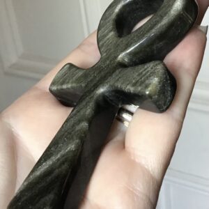 Black & Gold Obsidian Crystal Ankh - Image 6