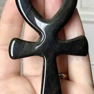 Black & Gold Obsidian Crystal Ankh - Image 4