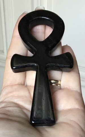 Black & Gold Obsidian Crystal Ankh