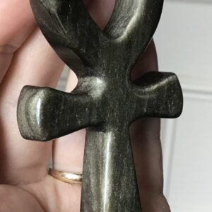 Black & Gold Obsidian Crystal Ankh - Image 3