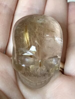 Gold Rutile Crystal Quartz Skull