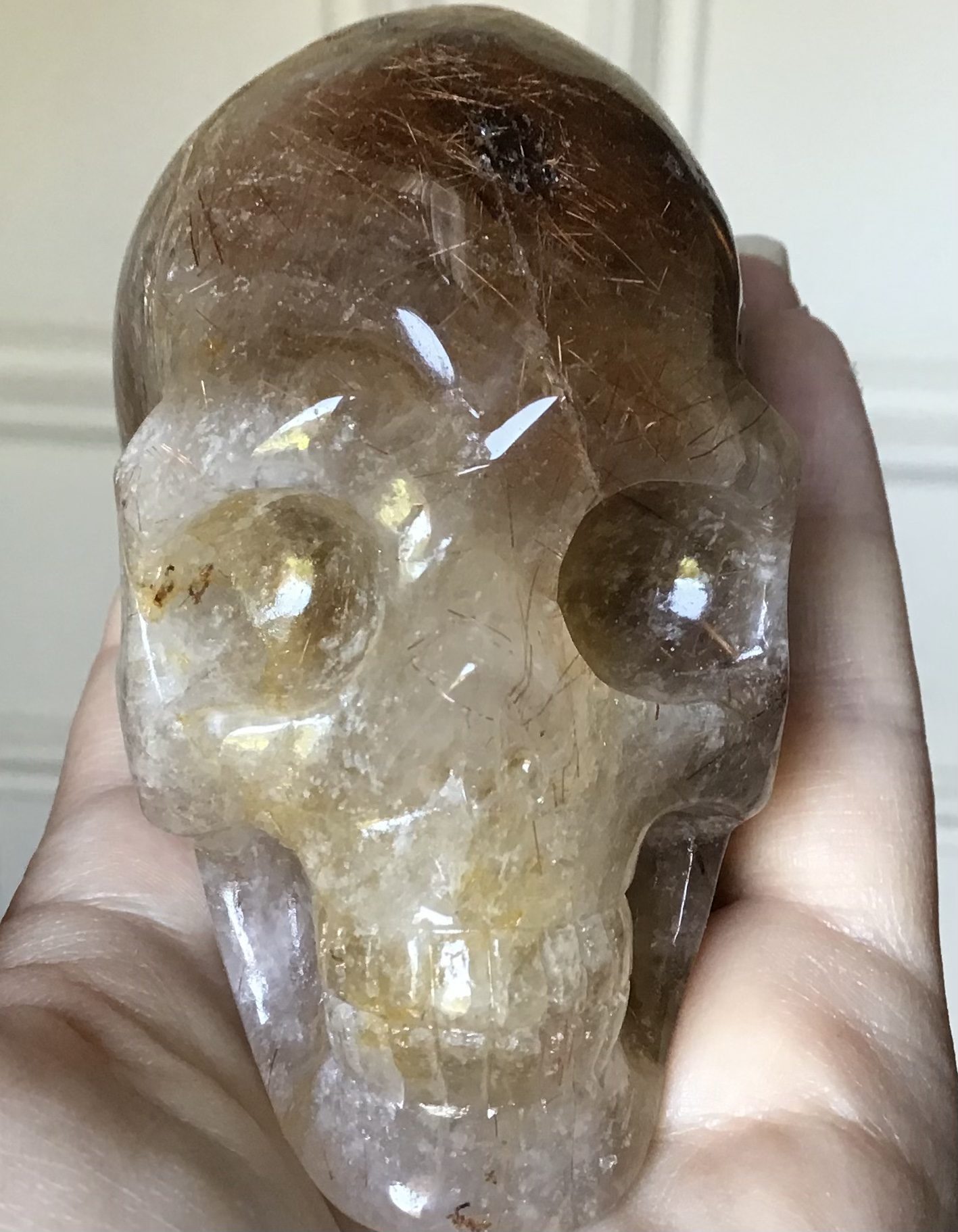 Gold Copper Rutile Crystal Quartz Skull