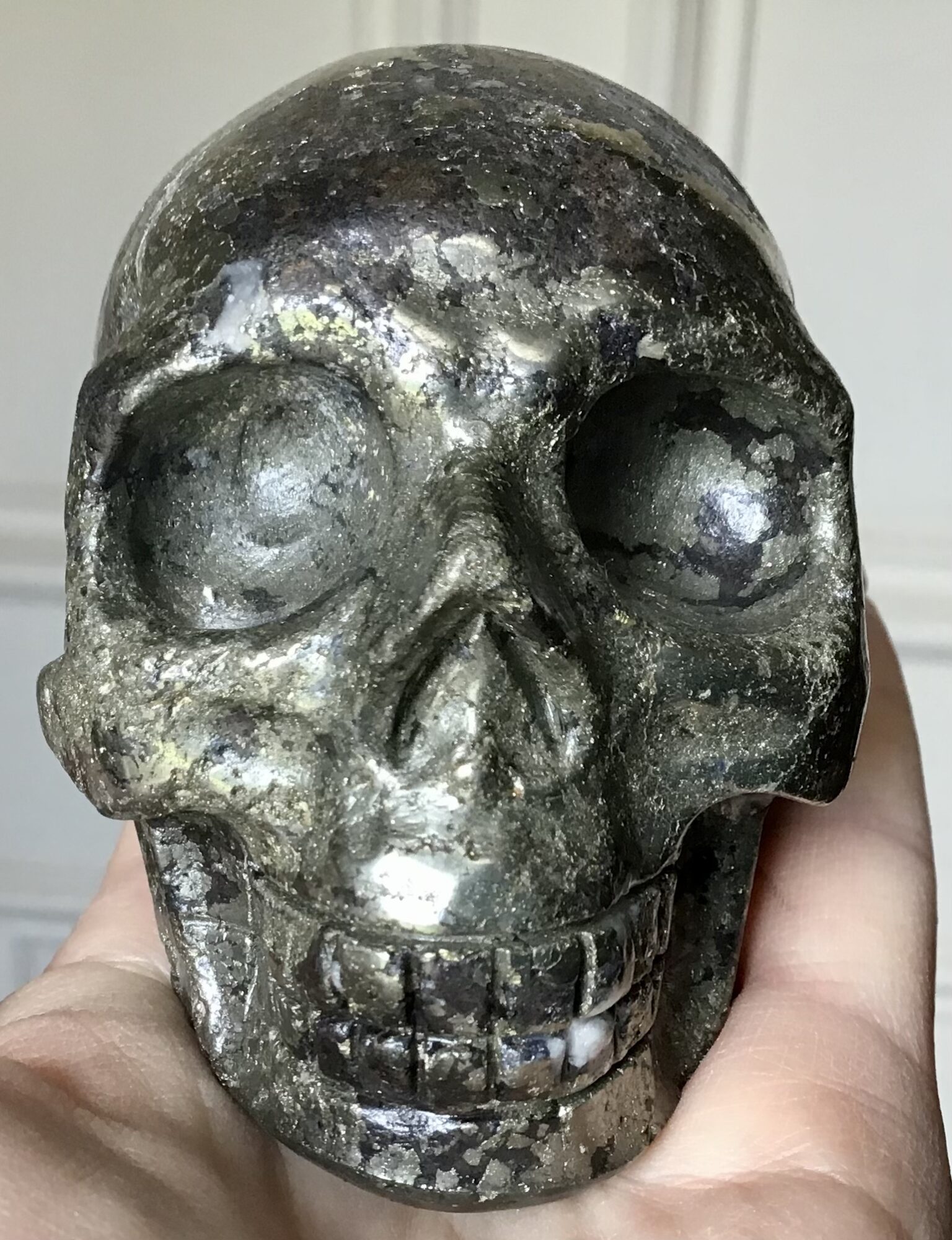 Gold & Silver Pyrite Crystal Skull