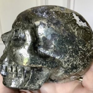 Gold & Silver Pyrite Crystal Skull - Image 4