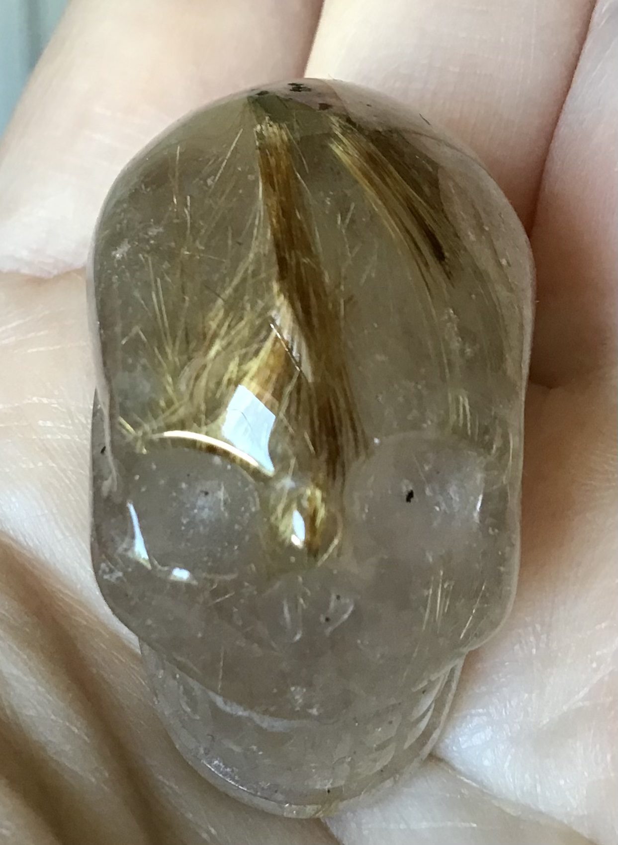 Gold Rutile Crystal Quartz Skull
