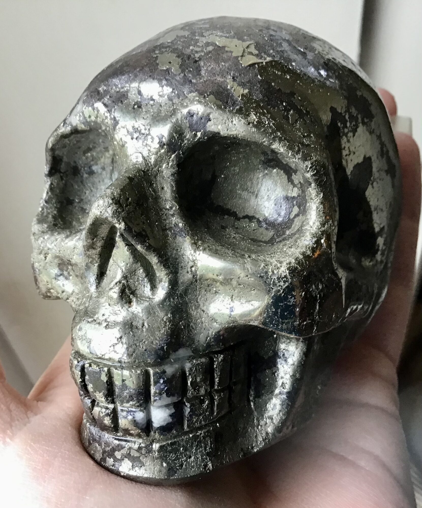 Gold & Silver Pyrite Crystal Skull