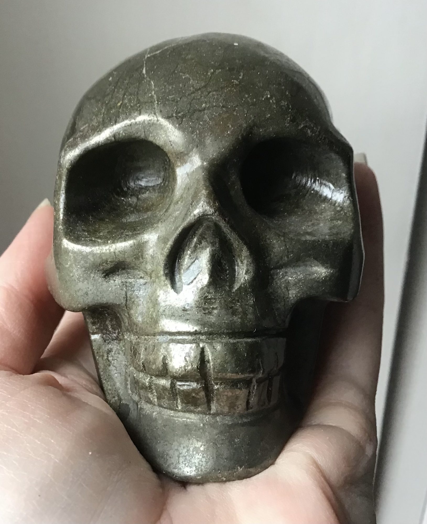 Gold Pyrite Crystal Skull