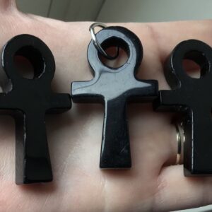 Black Obsidian Crystal Ankh Pendant - Image 2