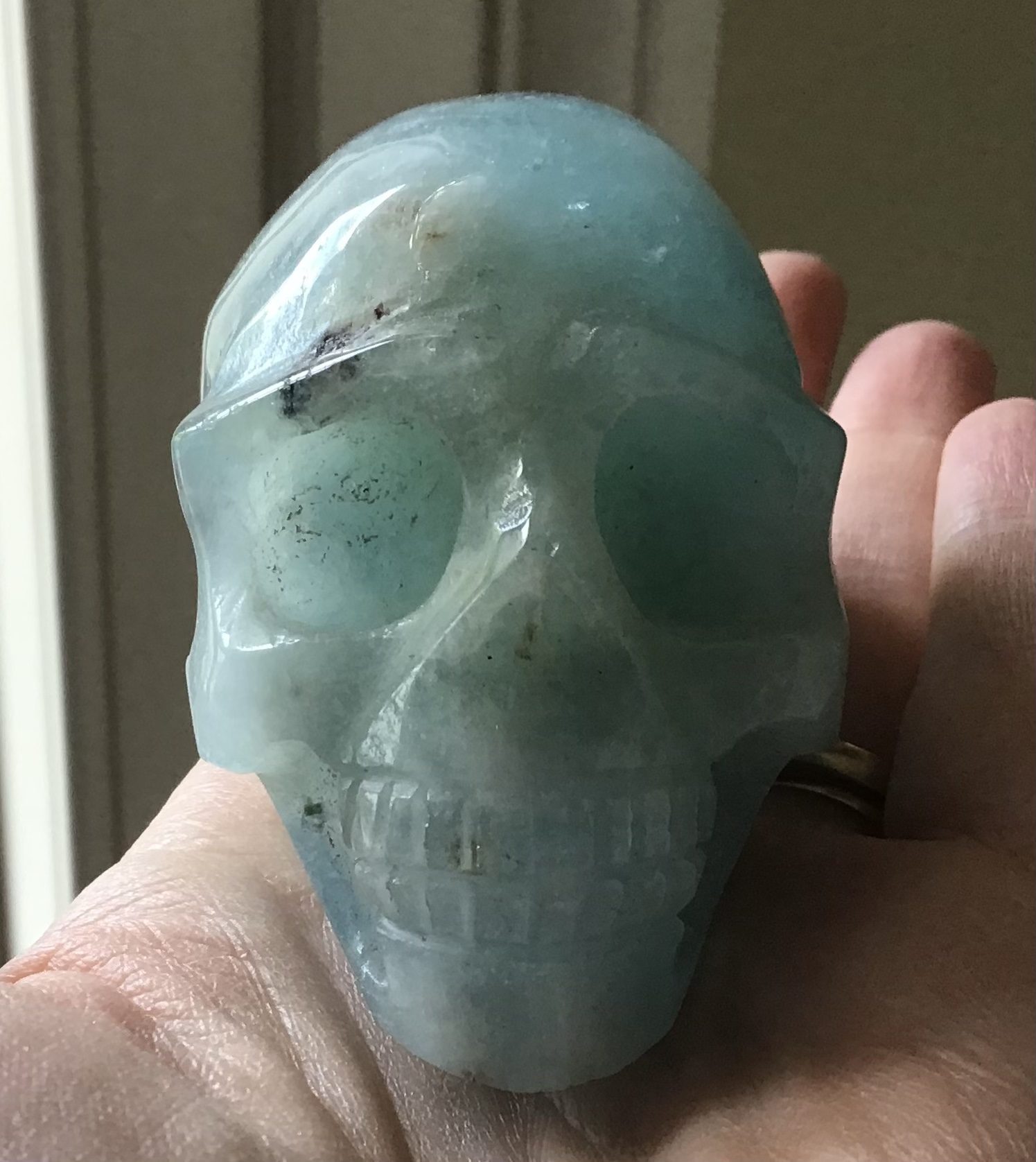 Natural Aquamarine Crystal Skull