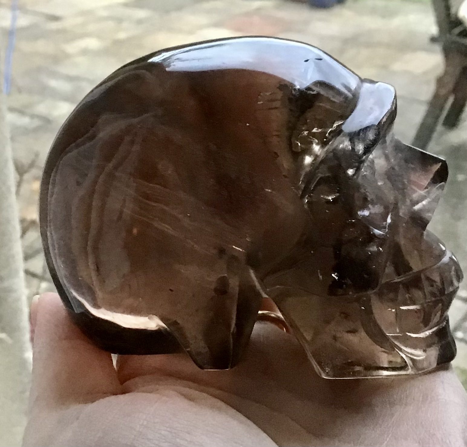 Clear Smoky Quartz Crystal Skull