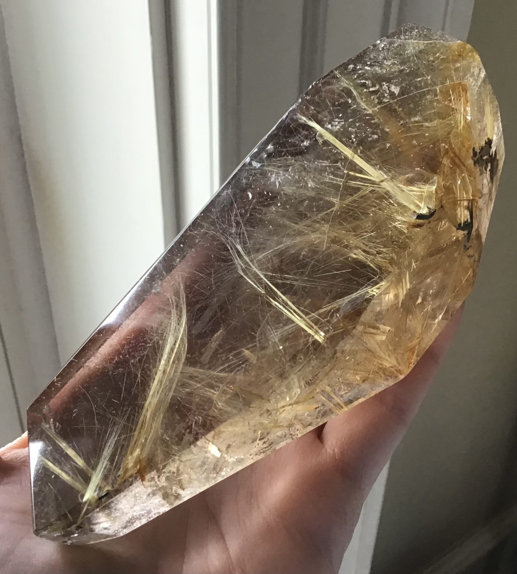 Clear Smoky Quartz Gold Rutile Crystal