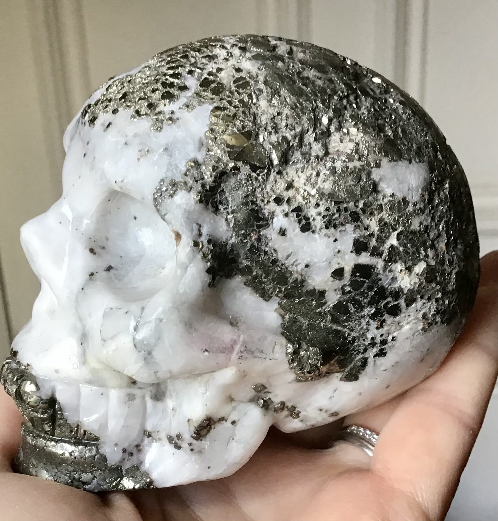 Quartz Pyrite Crystal Skull