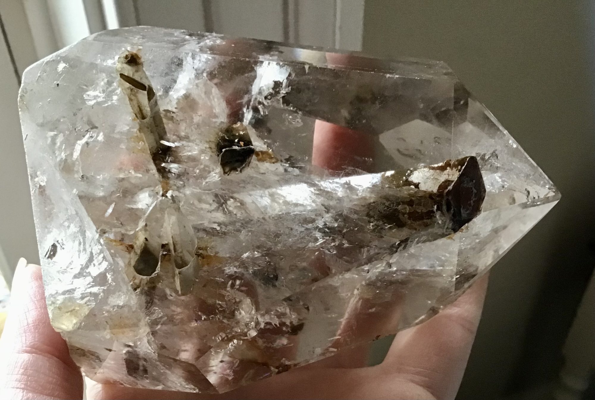 Clear Quartz Silver Tourmaline Crystal