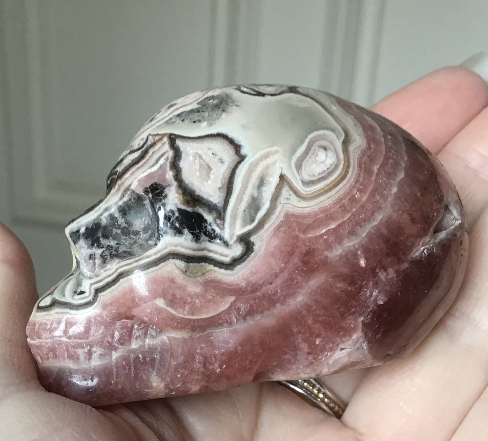 Rare Rhodochrosite Crystal Skull