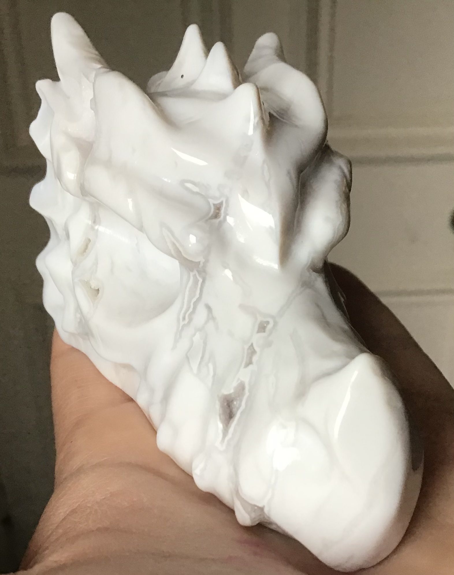White Agate Geode Dragon Crystal