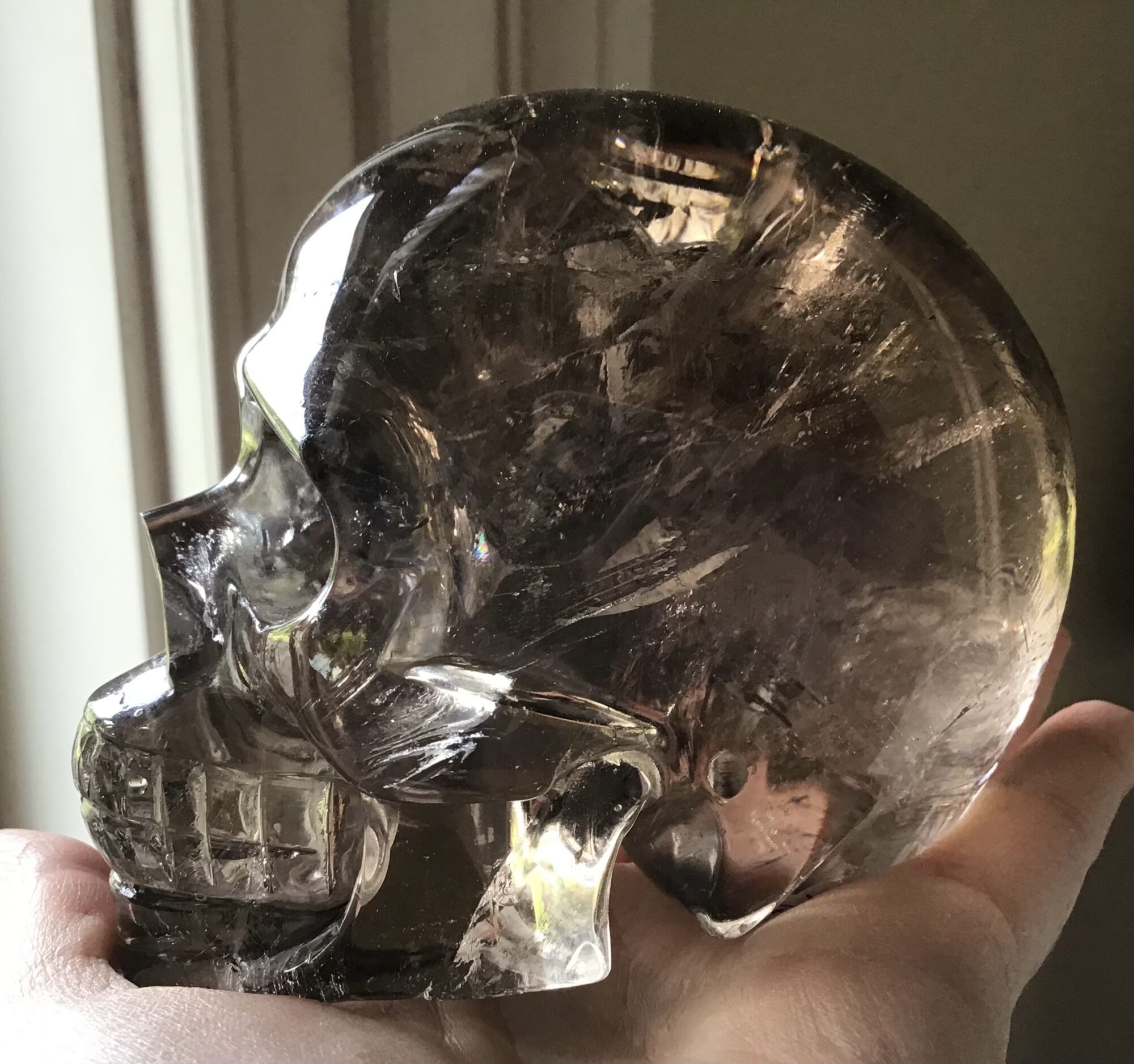 Clear Smoky Quartz Crystal Skull