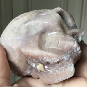 Pink Amethyst Geode Crystal Skull - Image 12