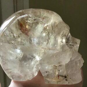 Clear Quartz Golden Healer Crystal Skull - Image 3