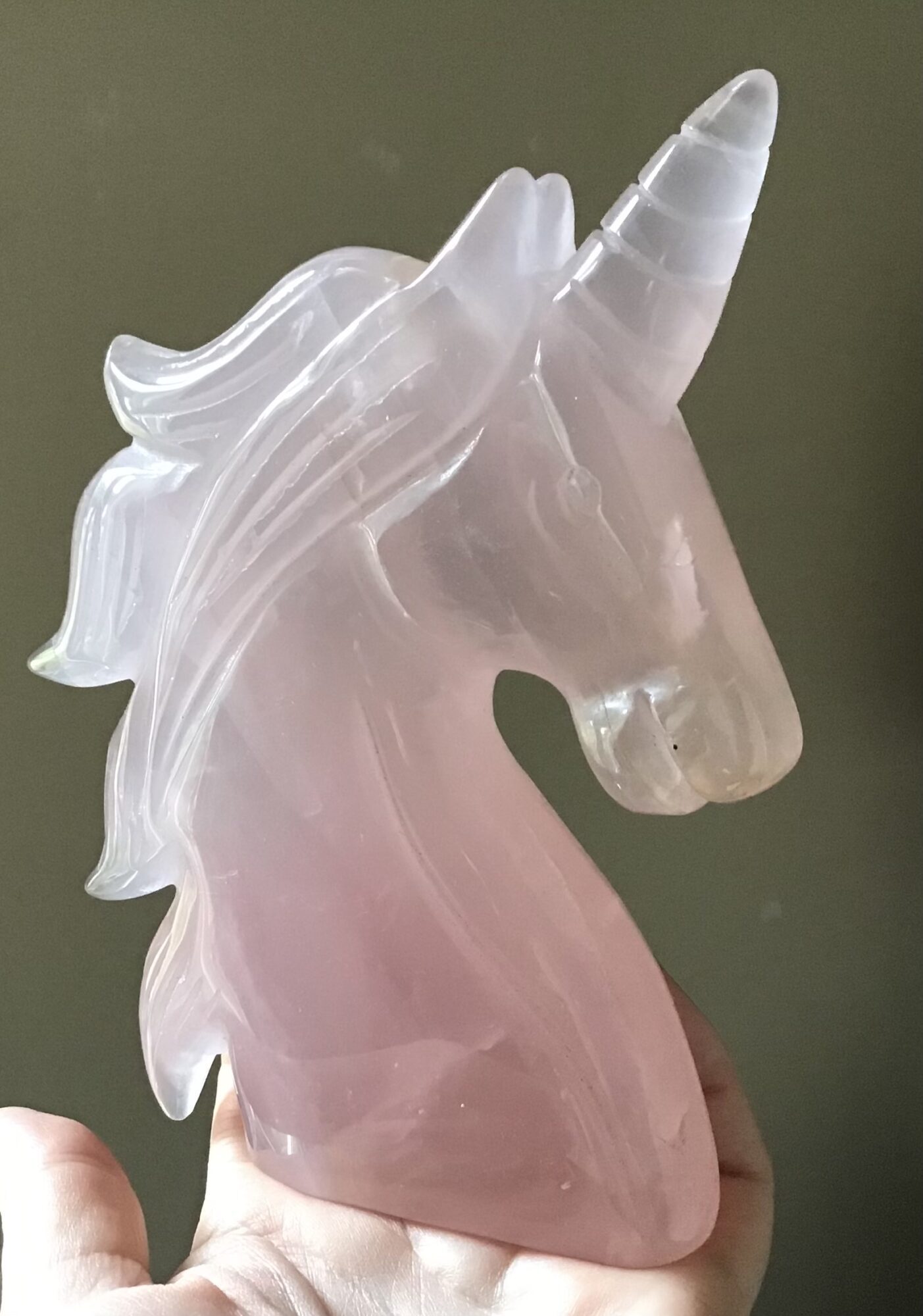Large Rose Quartz Crystal Unicorn