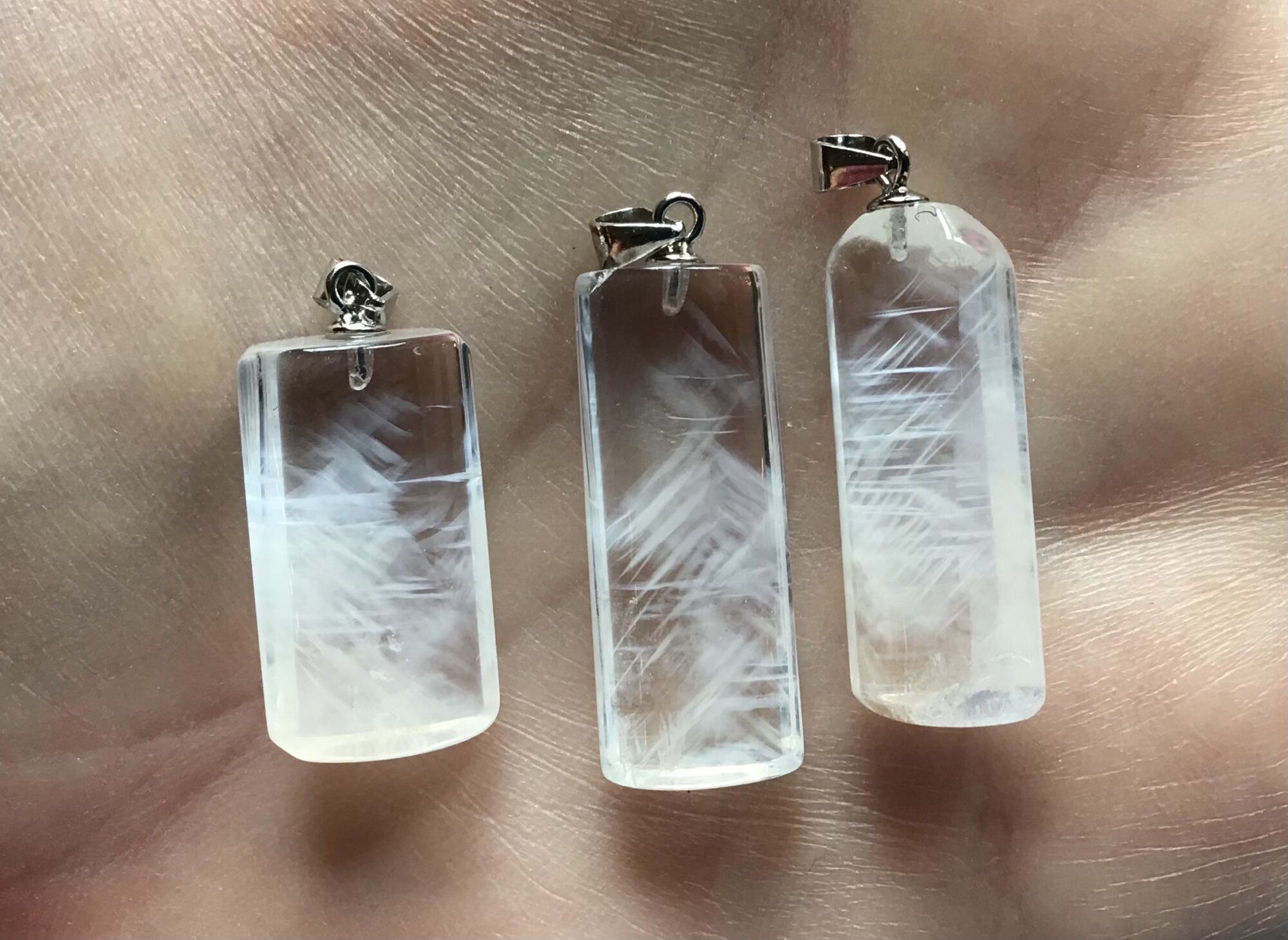 Blue Angel Feather Quartz Crystal Pendant