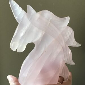 Large Rose Quartz Crystal Unicorn - Image 2