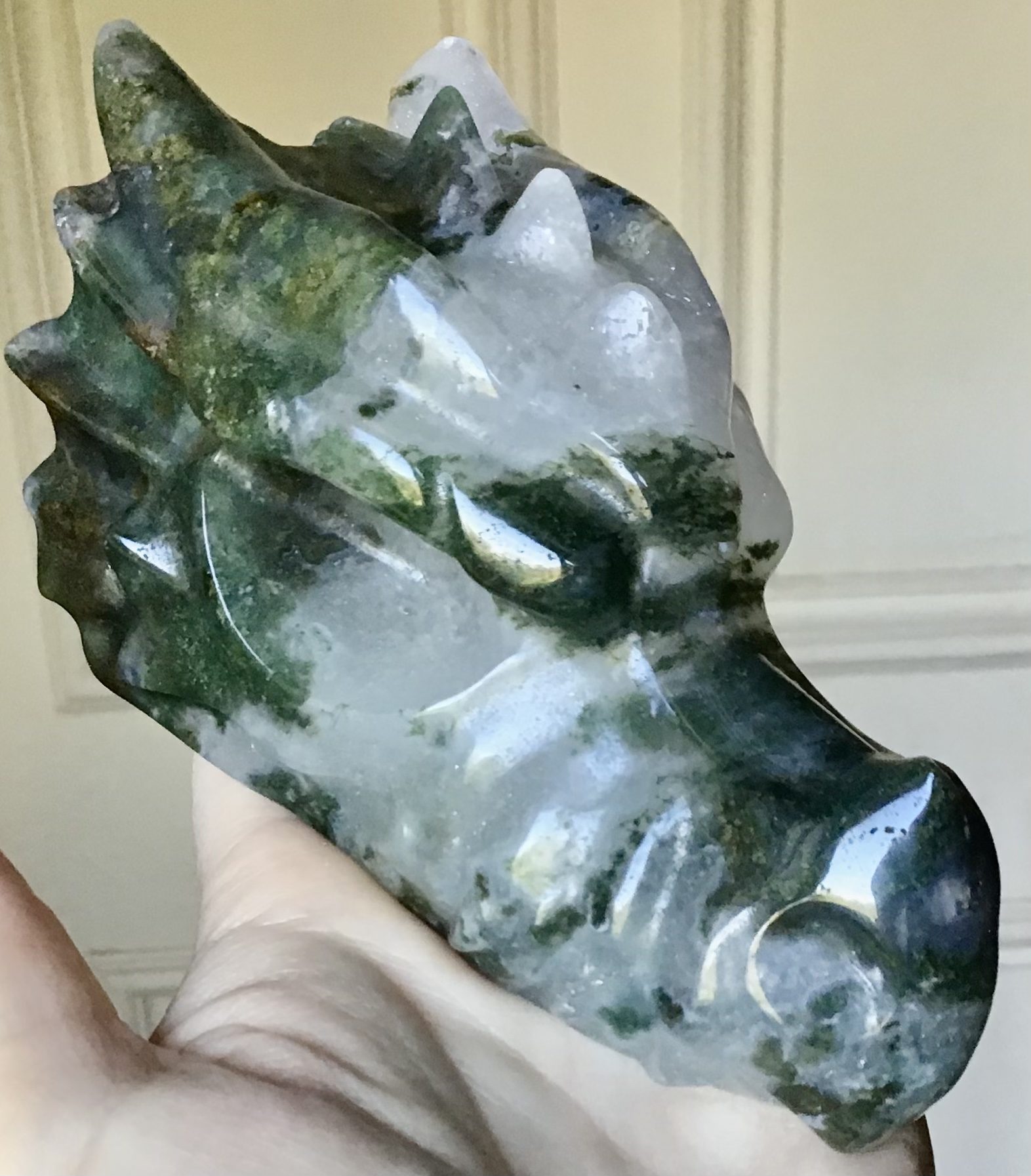 Large Quartz Green Phantom Dragon/Geode