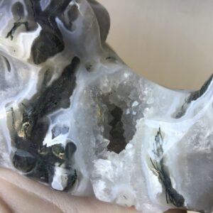 Large Quartz Moss Agate Green Phantom Dragon/Geode - Image 7