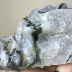 Large Quartz Moss Agate Green Phantom Dragon/Geode - Image 6