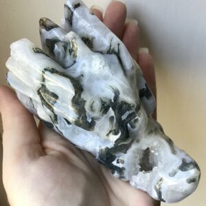 Large Quartz Moss Agate Green Phantom Dragon/Geode - Image 8