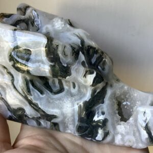 Large Quartz Moss Agate Green Phantom Dragon/Geode - Image 2