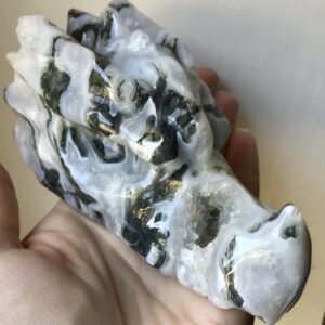 Large Quartz Moss Agate Green Phantom Dragon/Geode - Image 3