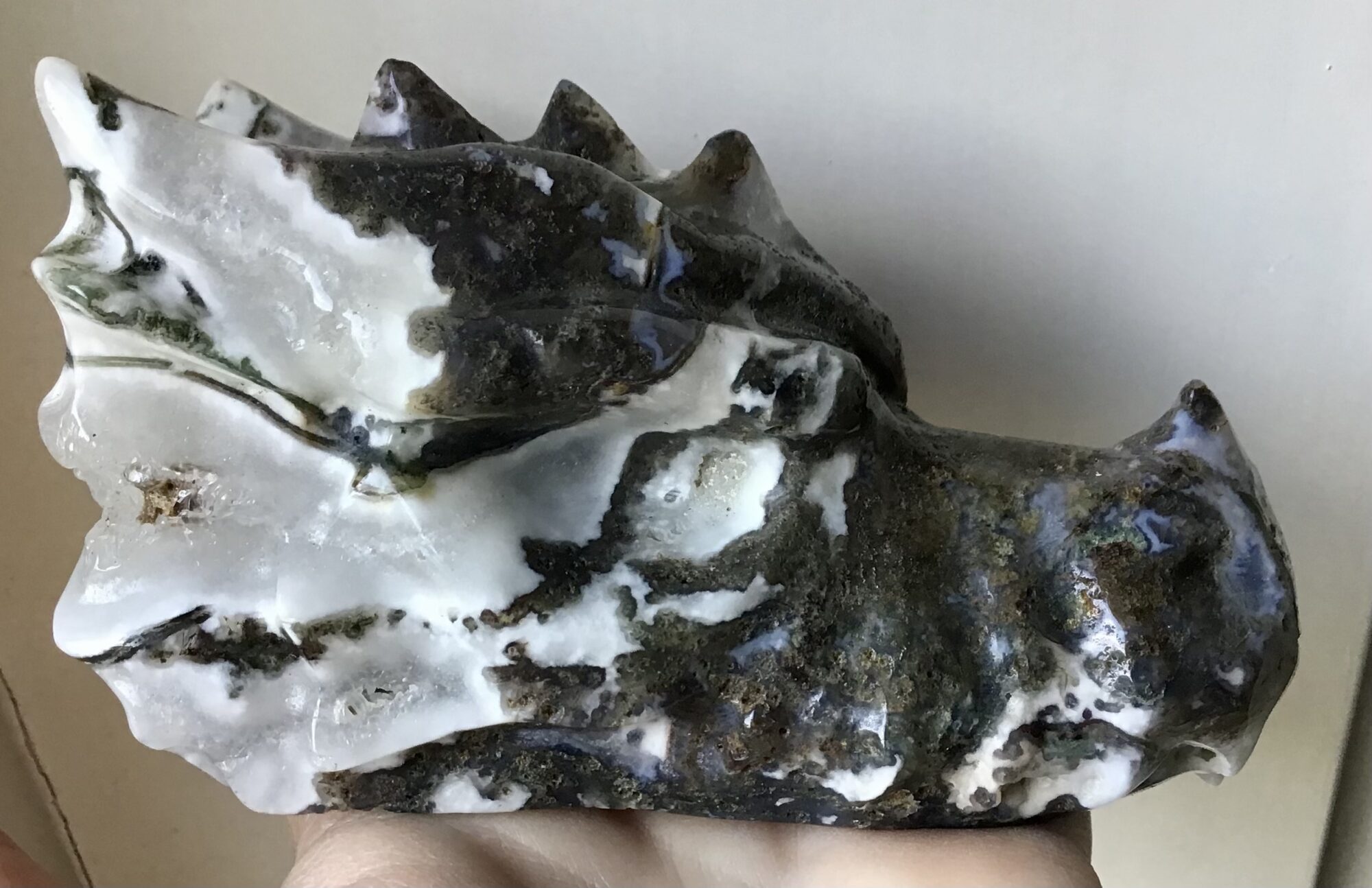 Large Quartz Agate Green Phantom Dragon/Geode