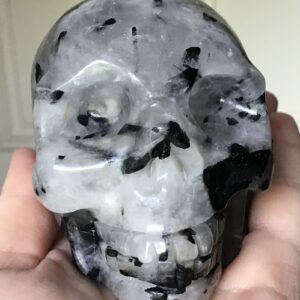 Black Tourmaline Quartz Crystal Skull - Image 2