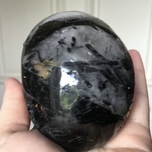 Black Tourmaline Quartz Crystal Skull - Image 3