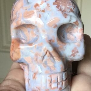 Peach Quartz Agate Geode Crystal Skull - Image 2