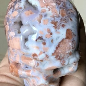 Peach Quartz Agate Geode Crystal Skull - Image 3