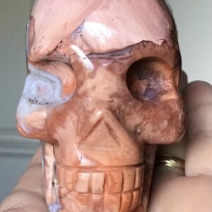 Peach/Pink Quartz Agate Geode Crystal Skull - Image 3