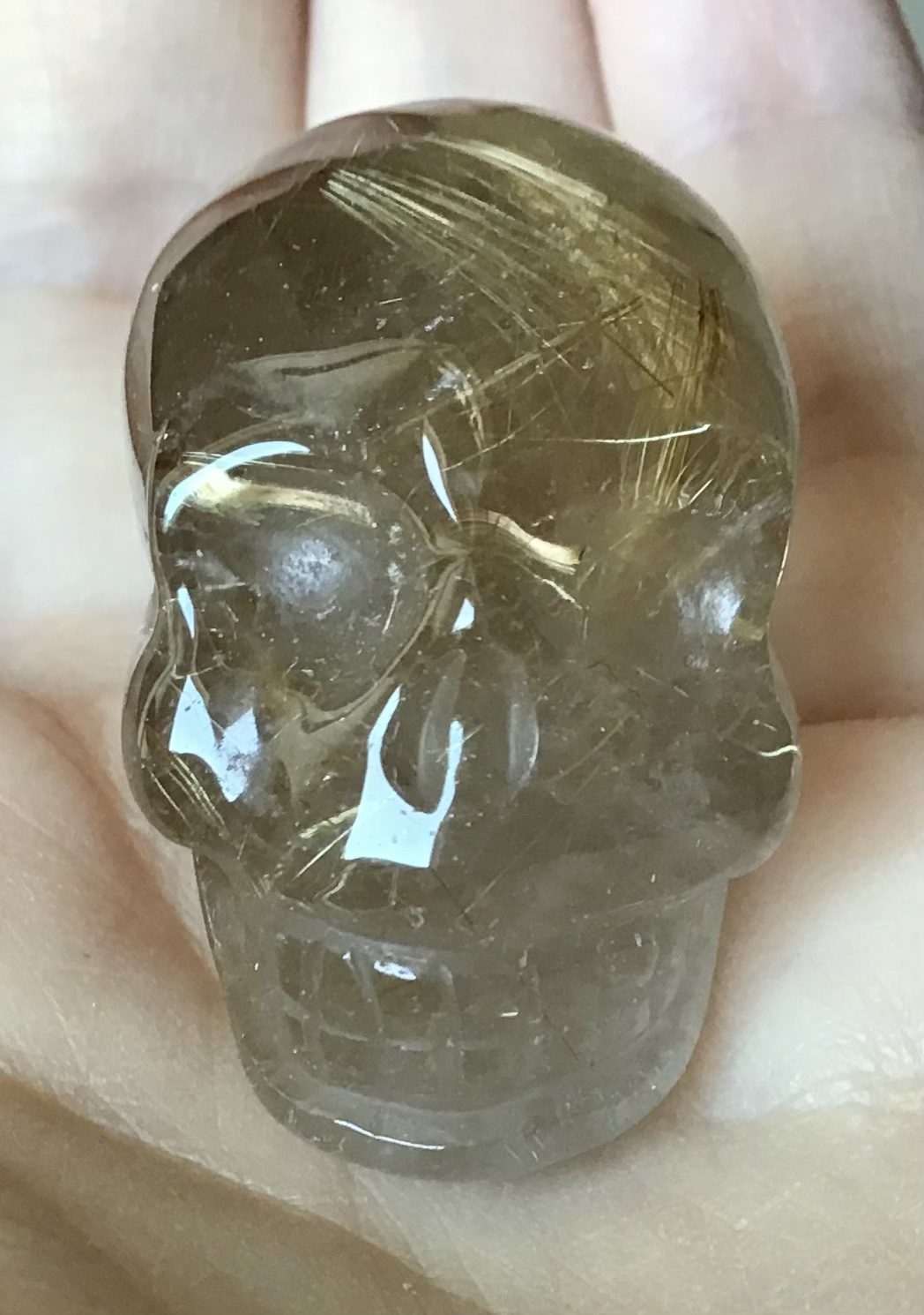 Gold Rutile Crystal Quartz Skull