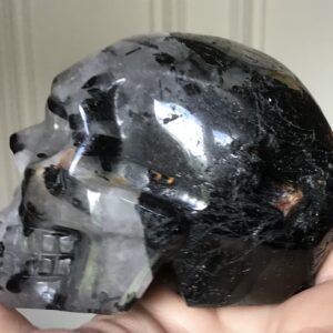 Black Tourmaline Quartz Crystal Skull - Image 5