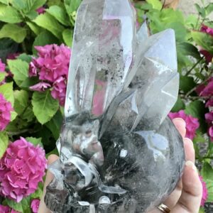 Unique Clear Quartz Phantom Crystal Skull/Cluster - Image 12