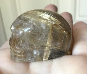 Gold Rutile Crystal Quartz Skull