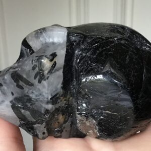 Black Tourmaline Quartz Crystal Skull - Image 7