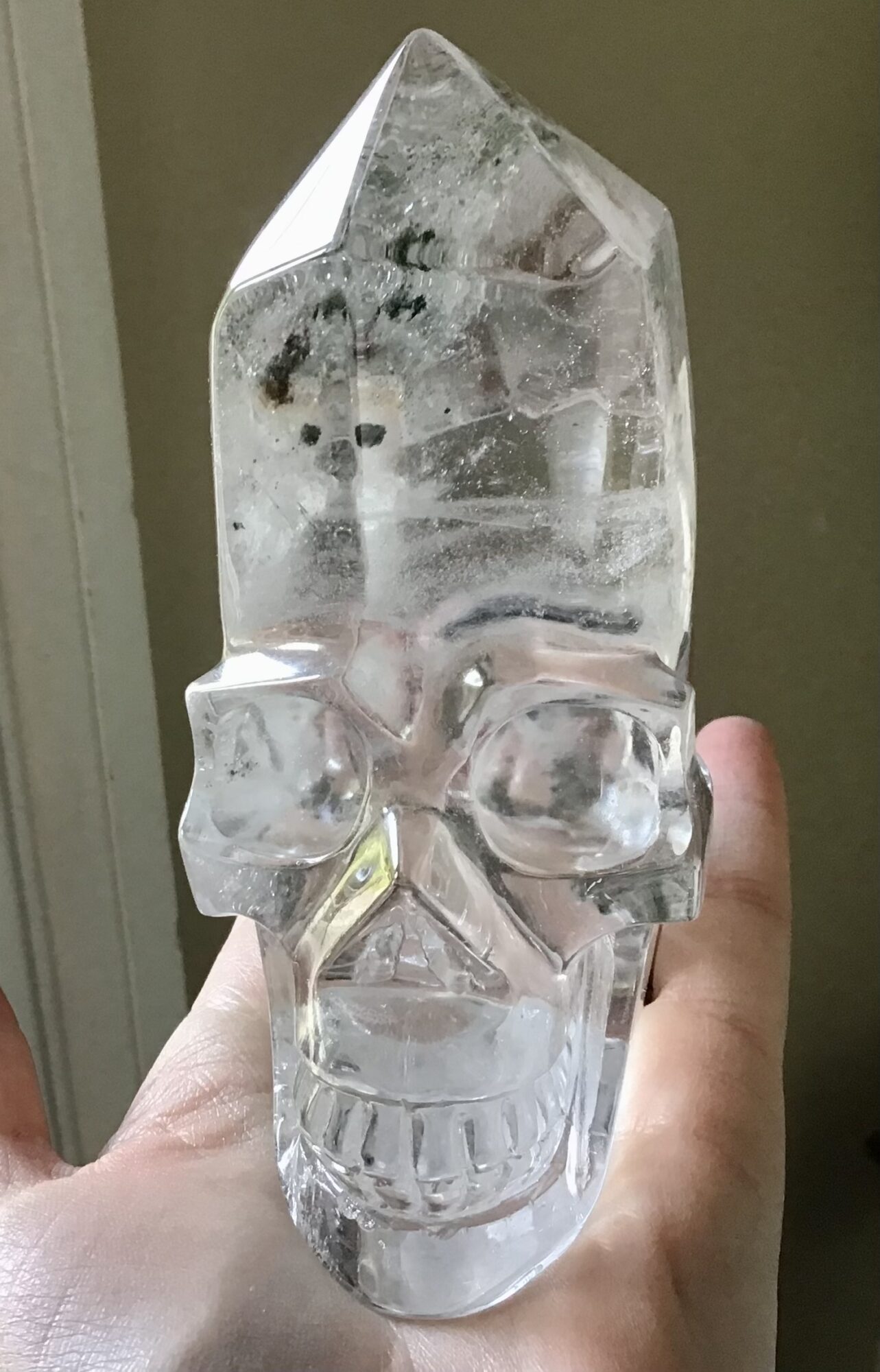 Unique Clear Quartz Crystal Skull/Point